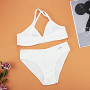 Women Cotton Seamless Backless Vest Y-Line Strap Bra Underwear Sets