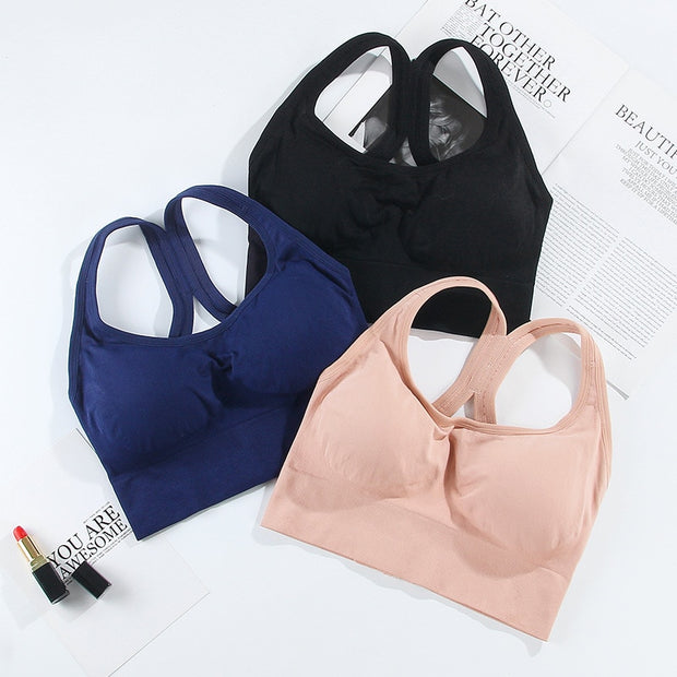 Solid Color Sexy Fashion Sports Bras Breathable Wire free Padded Bra