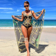 Women 2 Pcs Push Up Floral Printed Brazilian Strappy Bandage Swimwear