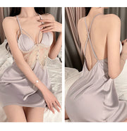 Solid Color Backless Sling Nightdress With Chest Pad