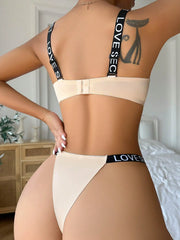 Sexy Letter Underwire Two Piece Push-Up Bras & Underwear Set For Women