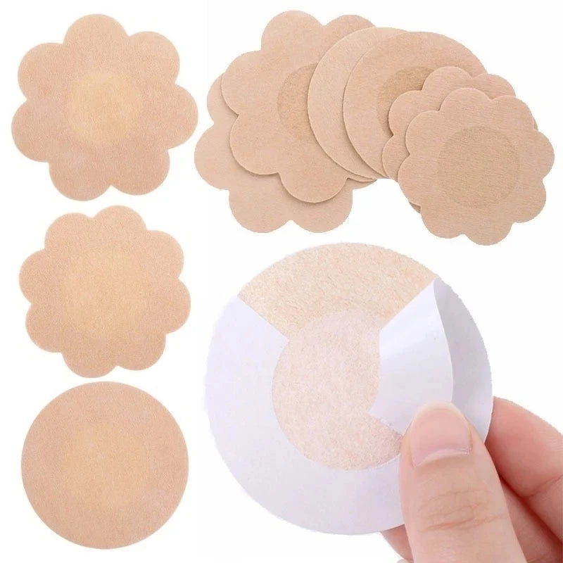 10pcs Washable & Reusable Nipple Covers for Braless Comfort & Confidence Round & Flower Shape