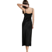 Women's Satin Nightgown Long Slip Sleep Dress Silk V Neck Nightgown