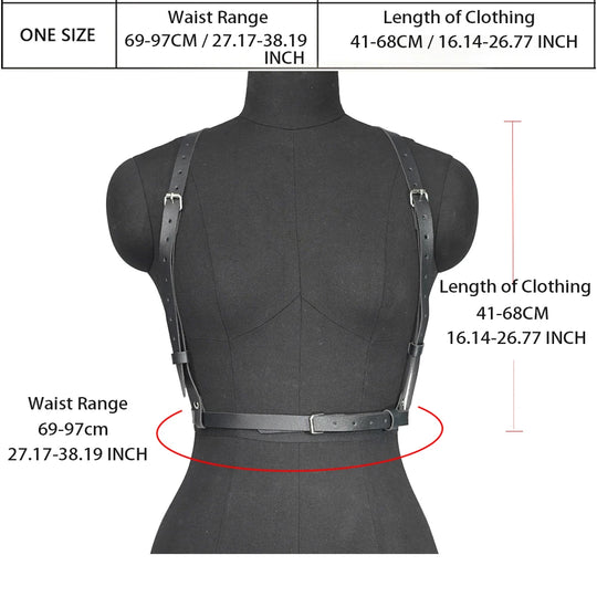 PU Leather Women Shaping Waistband Suspenders Body Harness Goth