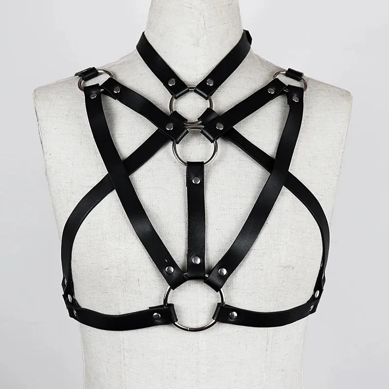 Sexy PU Harness Belts Gothic Punk Bustier Corset Waist Strap Suspenders