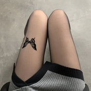 Women Butterfly Print Thigh High Stockings