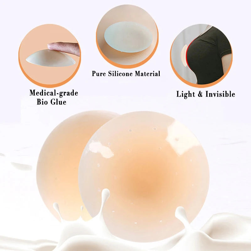 3 Pairs Reusable Silicone Nipple Covers with Strong Adhesive Bra Replacement Pads