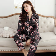 2Pcs Satin Silk Pajamas Set for Women Sleepwear Nightwear Pajama Set