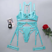 4Pcs Intimate Goods Halter Bra with Bow Seductive Exotic Sexy Lingerie Set