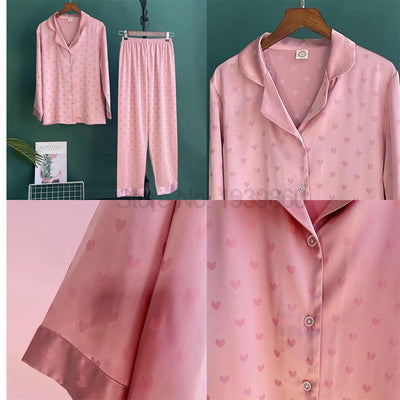 Love Pyjamas Suit Femmes Satin Pyjamas Pour Femme Faux Silk Sleepwear