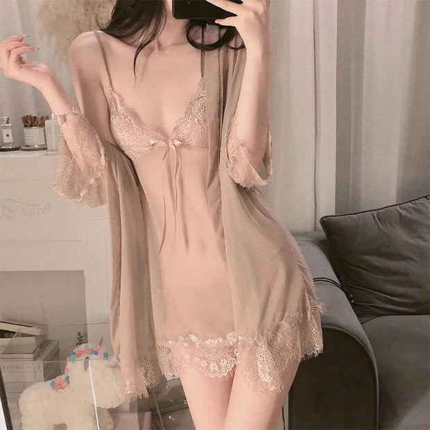 Sexy Lace Sheer Mesh Nightdress
