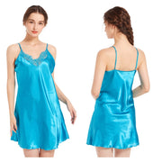 Sexy Mini Slip Chemise Solid Short Satin Nightgown