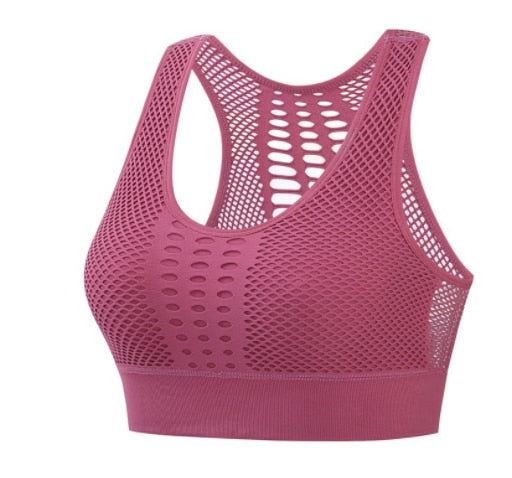 Women Breathable Seamless Sexy Mesh Active Sports Bra