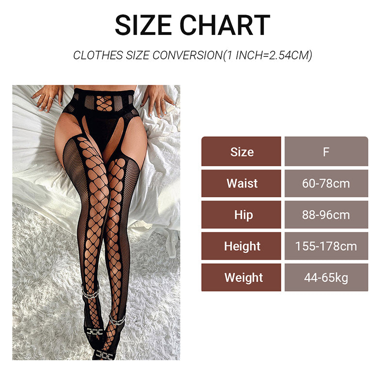Women Sexy Fishnet Stockings Mesh Tights Pantyhose Underwear Hollow Lace Open-Crotch Mesh Stockings
